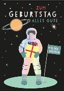 Doppelkarte. Zum Geburtstag (Astronaut*in)