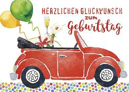 Postkarte. Zum Geburtstag (Auto)