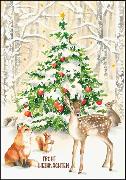 Doppelkarte. Frohe Weihnachten (Tiere im Wald)