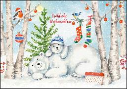 Doppelkarte. Fröhliche Weihnachten (Eisbären)