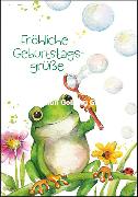 Doppelkarte. Fröhliche Geburtstagsgrüße (Frosch)