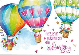 Doppelkarte. Zum Geburtstag (Heißluftballon) Carola P