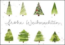 Doppelkarte. Frohe Weihnachten (Tannenbäume)