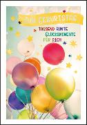 Doppelkarte. Zum Geburtstag (Luftballons)