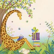 Postkarte. Giraffe mitBuch Tatjana Beimler