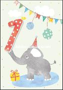 Doppelkarte. 1. Geburtstag (Elefant) Wiebke Wichmann