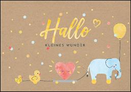 Doppelkarte. Hallo kleines Wunder (Elefant), Katrin