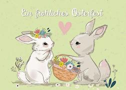 Postkarte. Fröhliches Osterfest (Hasen), Shutterst