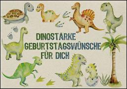 Doppelkarte. Let's go green. Zum Geburtstag (Dinosaurier)