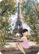 Postkarte. Frau mit Eiffelturm, Sabina Comizzi, In
