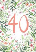 Doppelkarte. 40. Geburtstag (Blüten)