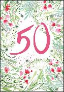 Doppelkarte. 50. Geburtstag (Blüten)