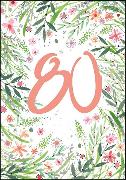 Doppelkarte. 80. Geburtstag (Blumen)