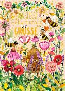 Postkarte. SüsseGeburtstagsgrüße (Bienen)