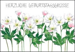 Doppelkarte. Zum Geburtstag (Anemonen)