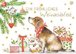 Postkarte. Ein fröhliches Weihnachtsfest (Hund)