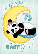 Doppelkarte. Zum Baby (Panda mit Mond), Sandra Brezi