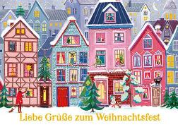 Postkarte. Liebe Grüße zum Weihnachtsfest (Häuser)