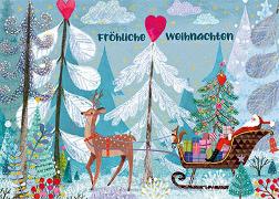 Postkarte. Fröhliche Weihnachten (Schlitten)
