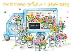 Postkarte. Zum Geburtstag (Blumentransport)