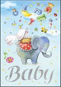 Doppelkarte. Baby (blau - Elefant), Nina Chen
