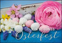 Doppelkarte. Ein schönes Osterfest (Blumen und Eier),