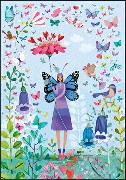 Doppelkarte. Frau mit Blüte, Naturpapier
