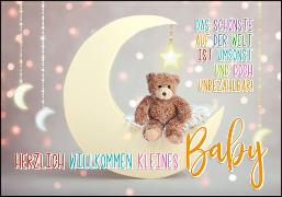 Doppelkarte. Zum Baby (Teddybär)