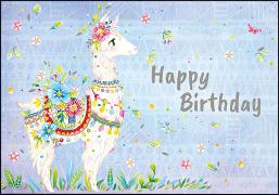 Doppelkarte. Happy Birthday (Lama), Wildblume by Tie