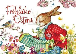 Postkarte. Fröhliche Ostern (Musizierender Hase)