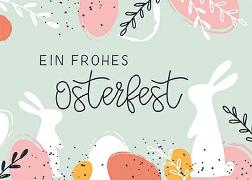 Postkarte. Frohes Osterfest (Hasen und Eier)