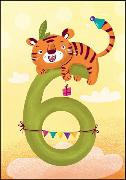 Doppelkarte. 6. Geburtstag (Tiger)