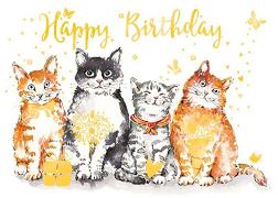 Postkarte. Happy Birthday (Katzen)