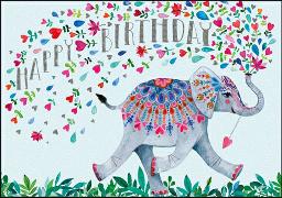 Doppelkarte. Happy Birthday (Elefant)