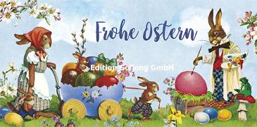 XXL Karte. Frohe Ostern (Vintage-Hasenmutter)