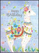 Minidoppelkarte. Happy Birthday (Lama), Wildblume by Tie
