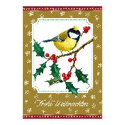 Postkarte. Kohlmeise Frohe Weihnachten