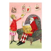 Postkarte. Weihnachtsmann im Sessel