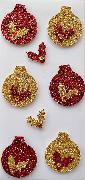 W-Sticker, Glitter Kugeln Rot, Gold