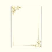 Designblatt DIN A4, Blüten im Rahmen - HF, gold