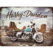 Blechschild. Harley-Davidson - Route 66 Road King Cla