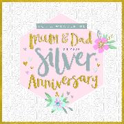 Doppelkarte. Peony - Mum & Dad Silver Anniversary