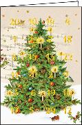 Adventskalender-Doppelkarte. Vintage Tannenbaum
