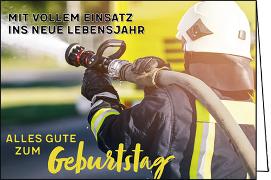 Doppelkarte. Zum Geburtstag (Feuerwehrmann)