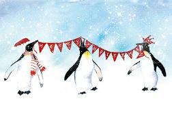 Postkarte. Merry Christmas (Pinguine)