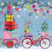 Postkarte. Weihnachtliches Fahrrad / blanko