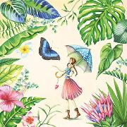 Postkarte. Frau mit Schmetterling / blanko