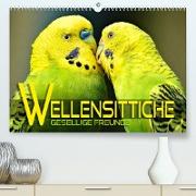 Wellensittiche - gesellige Freunde (Premium, hochwertiger DIN A2 Wandkalender 2023, Kunstdruck in Hochglanz)