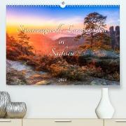 Stimmungsvolle Landschaften in Sachsen 2023 (Premium, hochwertiger DIN A2 Wandkalender 2023, Kunstdruck in Hochglanz)