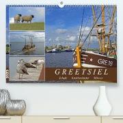 GREETSIEL - Schafe - Krabbenkutter - Möwen (Premium, hochwertiger DIN A2 Wandkalender 2023, Kunstdruck in Hochglanz)